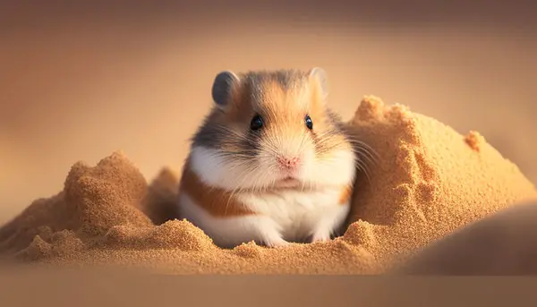 Hamster Bathing with Sand