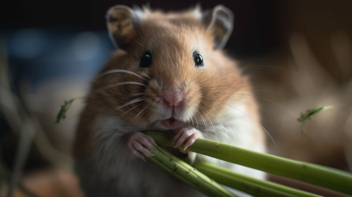 Hamster Eat Asparagus