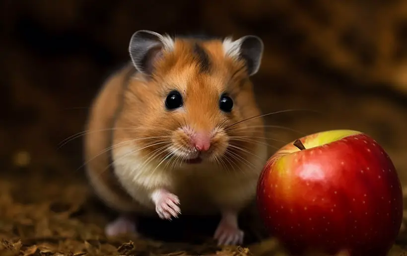 Hamster eat apple