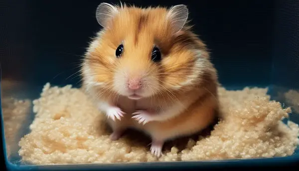 Hamster on litter box