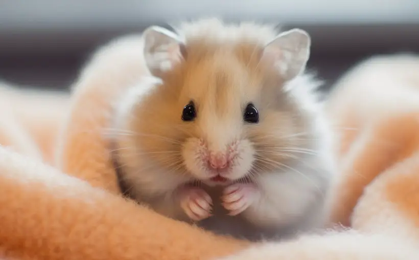 Fancy bear hamster in its cozy habitat
